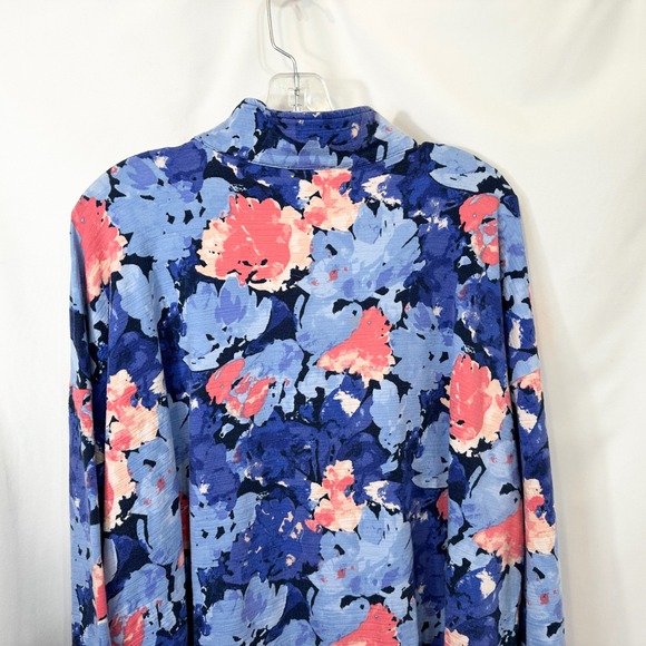 Talbots Plus Size 3XP Pullover Floral Quarter Zip Long Sleeve Sweatshirt 1719 - Picture 8 of 9